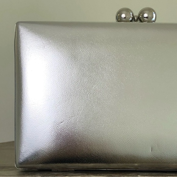 EVER NEW Handbag Silver Pink Clutch Bridal Bridesmaid Wedding Formal Dressy - Picture 9 of 16